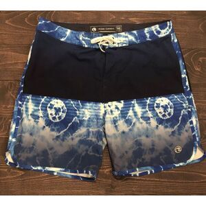 Ocean Current Board Shorts Blue With Tie‎ Dye Accents Men's Size 38